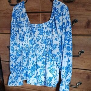 SHEIN Blue Floral Blouse